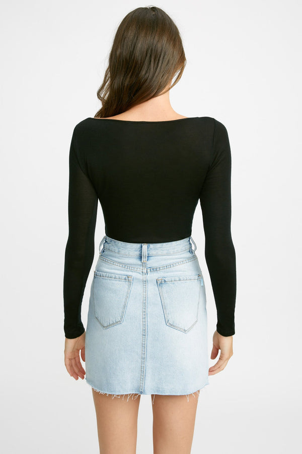 Kookai Soho Long Sleeve Boat Top Black