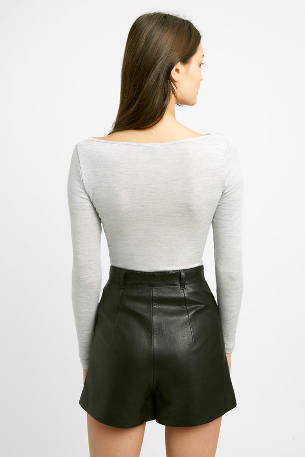 Kookai Soho Long Sleeve Boat Top Mid Grey Marle