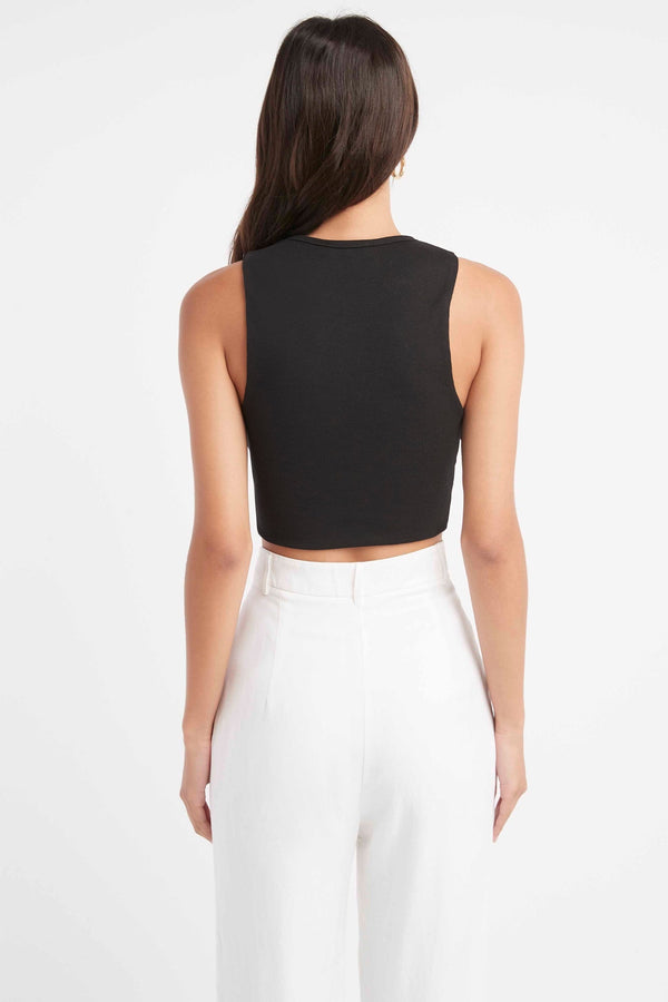 Kookai Sophie Button Crop Top Black