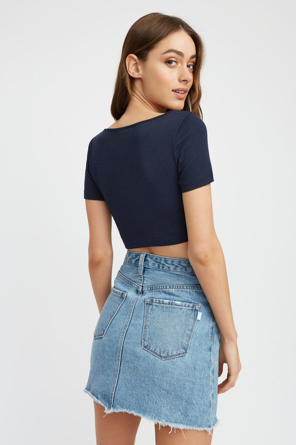 Kookai Staple Crop Top Navy