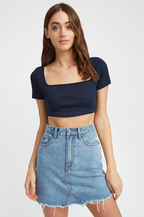 kookai Staple Crop Top Navy