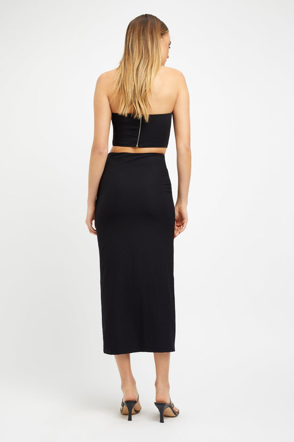 Kookai Staple Rib Midi Skirt Black