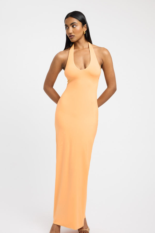 Kookai Stella Halter Maxi Dress Papaya Sorbet