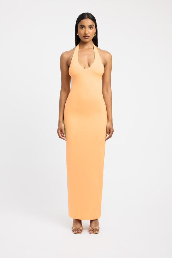 kookai Stella Halter Maxi Dress Papaya Sorbet