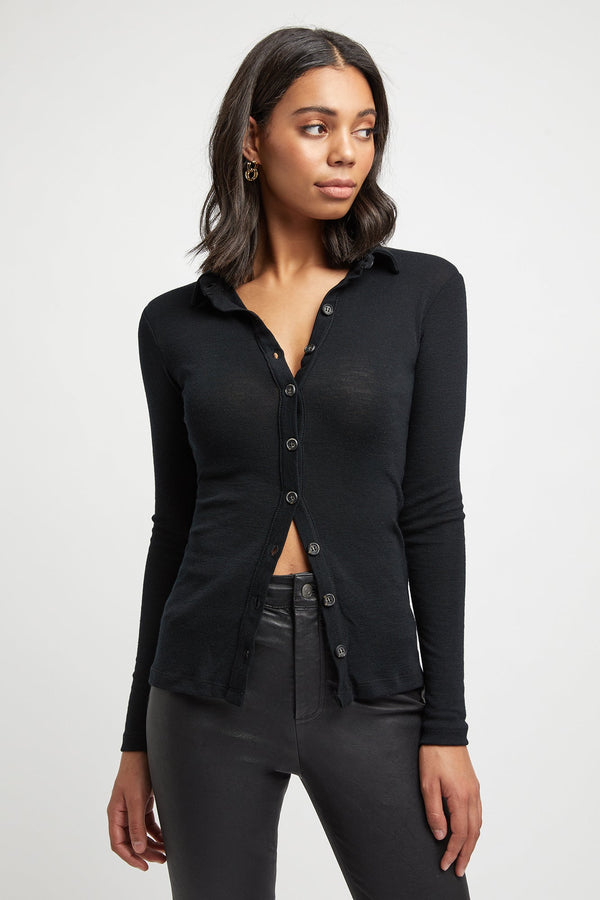 kookai Steph Long Sleeve Top Black