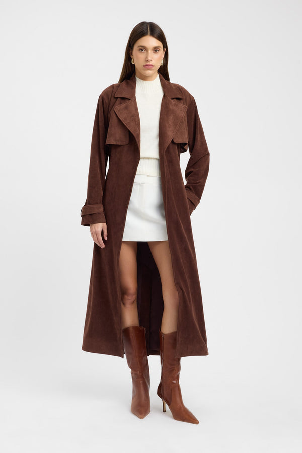kookai Suki Trench Coat Chocolate
