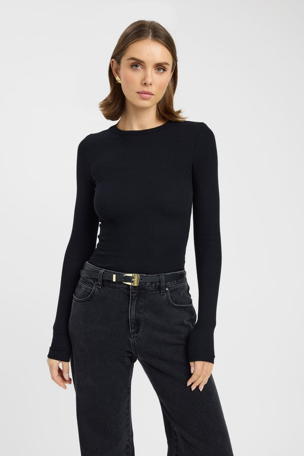 Kookai Sunday Long Sleeve Top Black