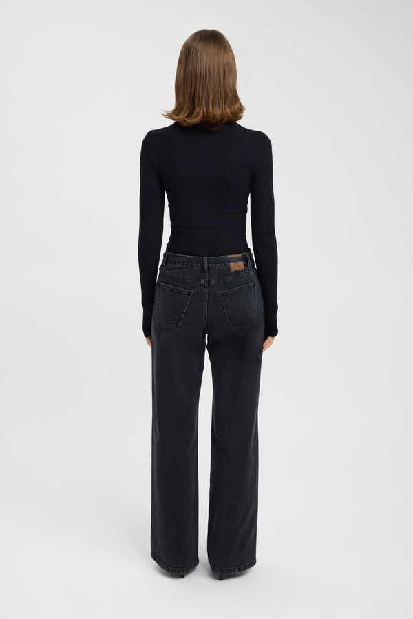 Kookai Sunday Long Sleeve Top Black