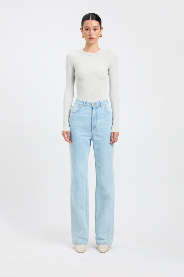 kookai Sunday Long Sleeve Top Light Grey Marle