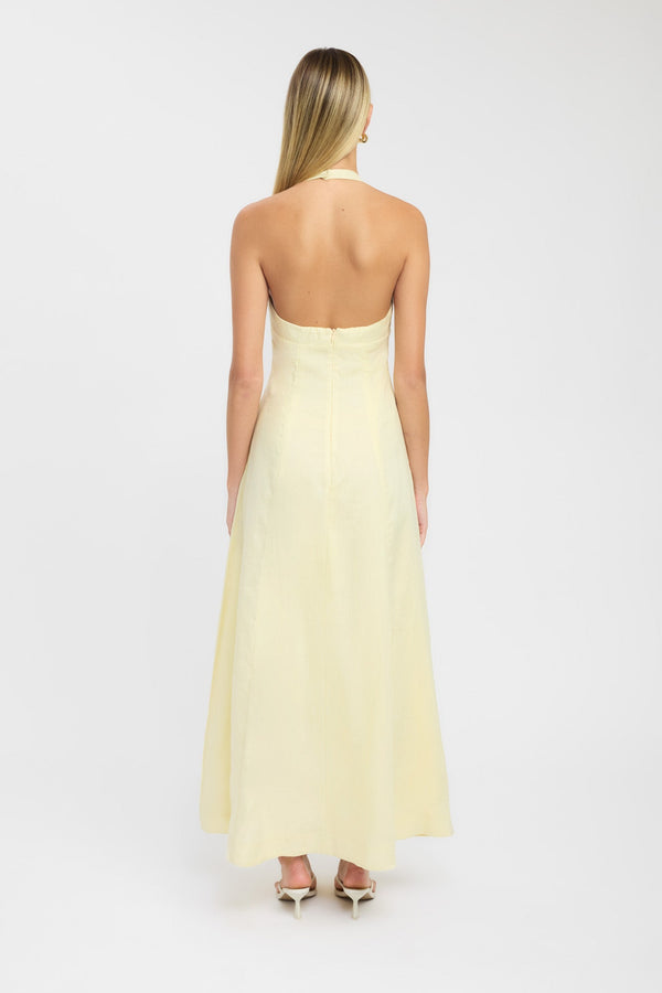 Kookai Tahiti Halter Maxi Dress Lemon Sorbet