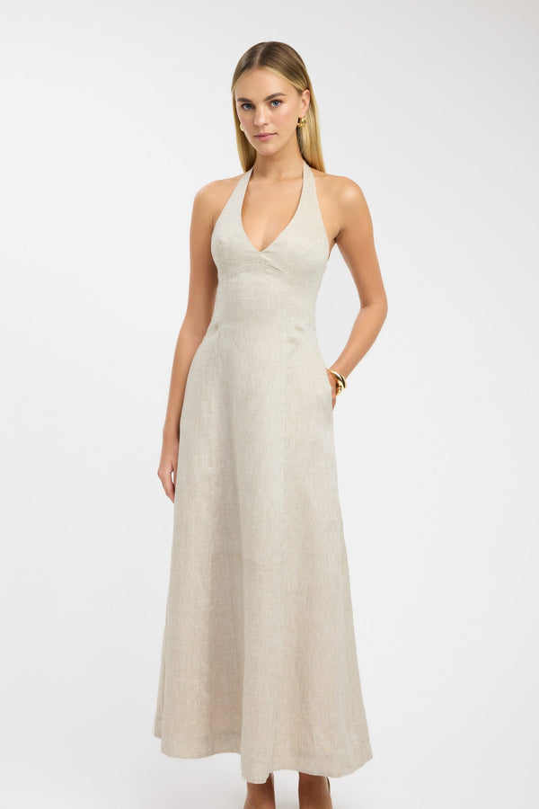 Kookai Tahiti Halter Maxi Dress Wheat