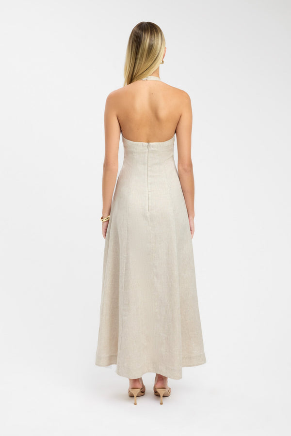 Kookai Tahiti Halter Maxi Dress Wheat