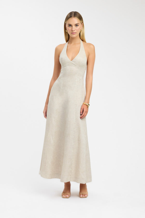 kookai Tahiti Halter Maxi Dress Wheat