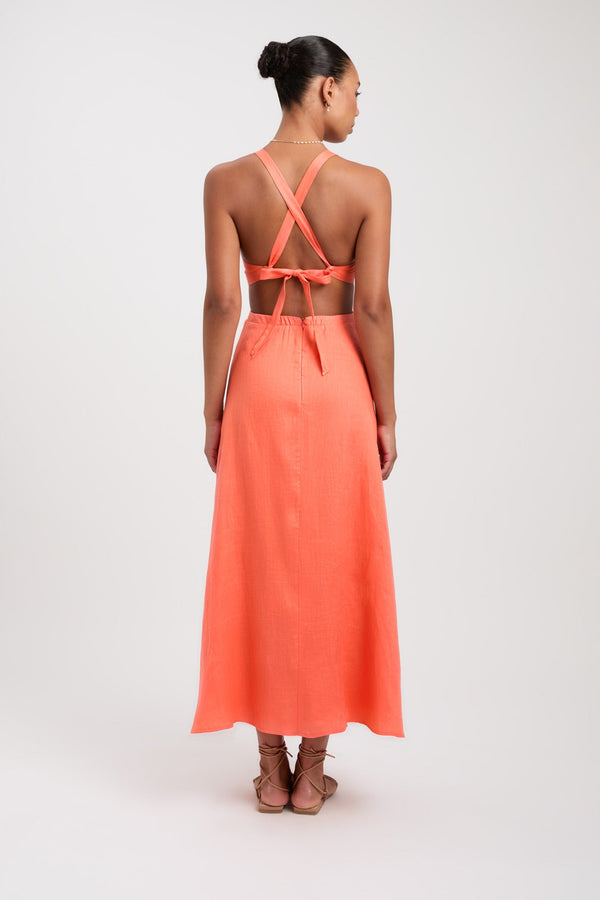 Kookai Tahiti Midi Dress Coral Pink