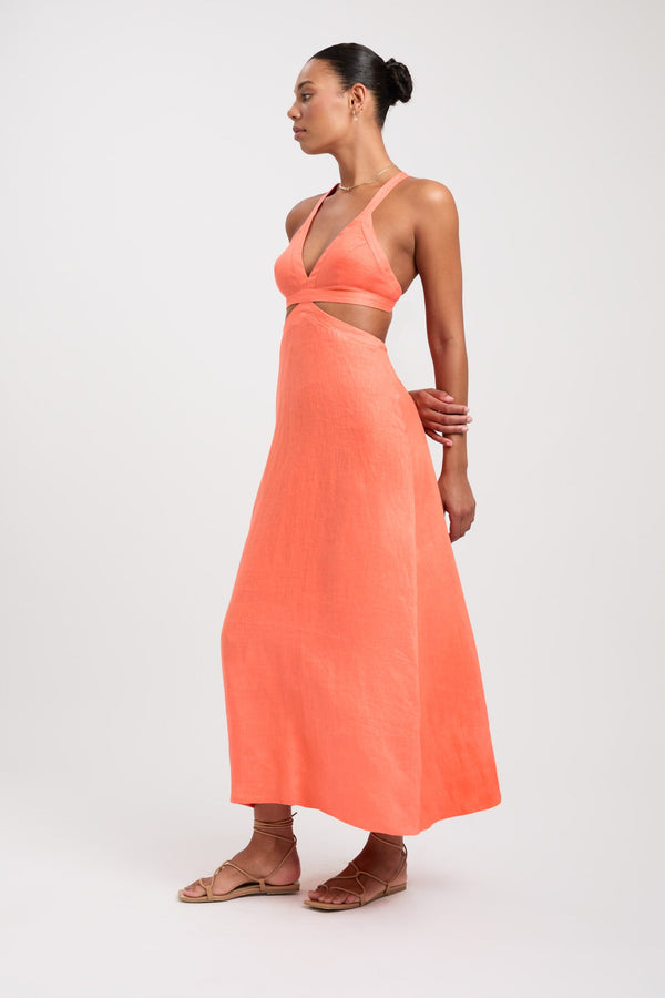 Kookai Tahiti Midi Dress Coral Pink