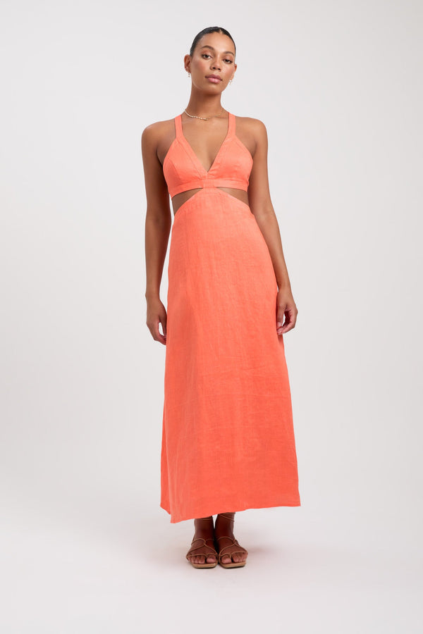 kookai Tahiti Midi Dress Coral Pink