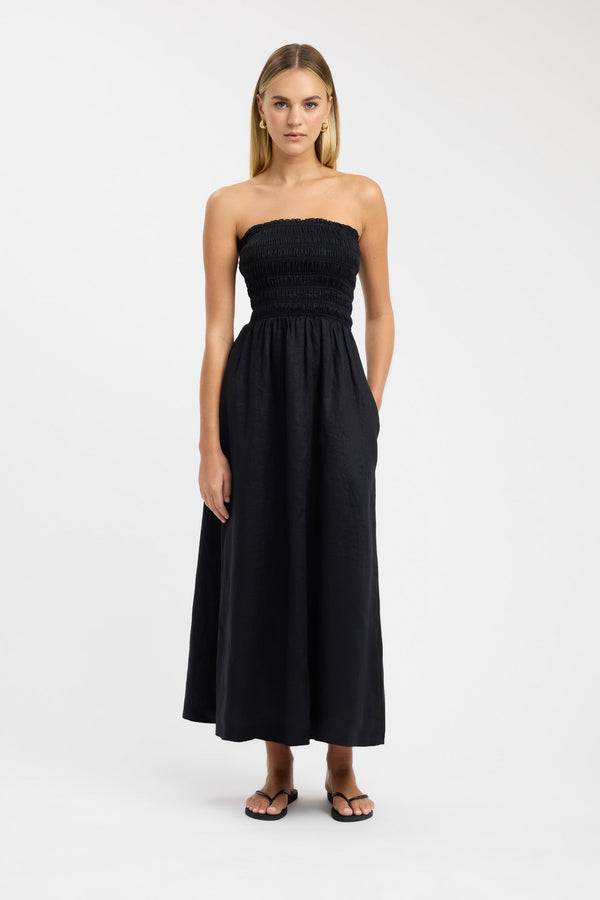 kookai Tahiti Shirred Dress Black