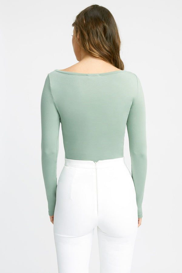 Kookai Talia Long Sleeve Top Dark Sage