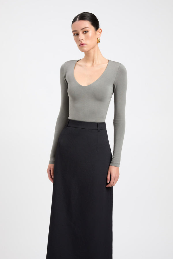 Kookai Tallie Long Sleeve Top Agave Green