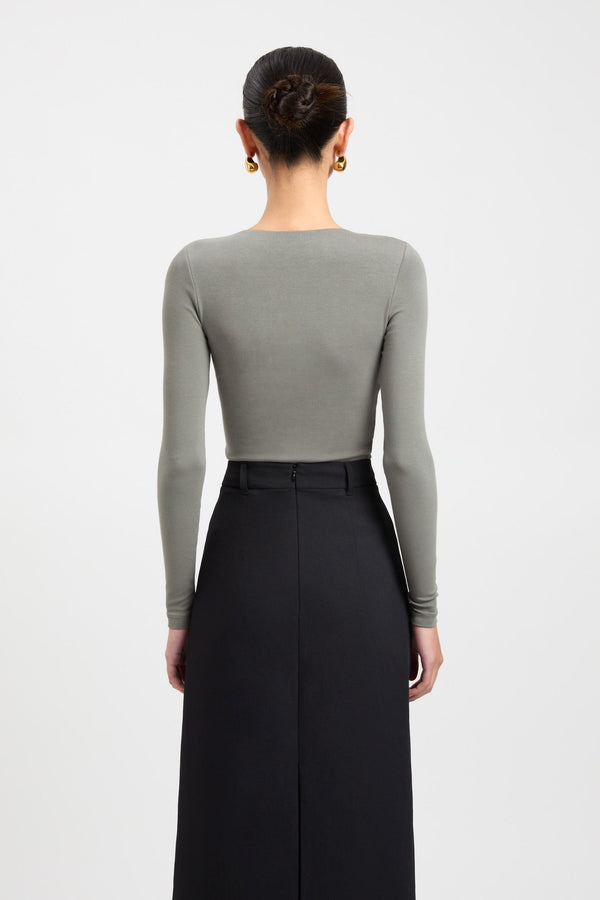 Kookai Tallie Long Sleeve Top Agave Green