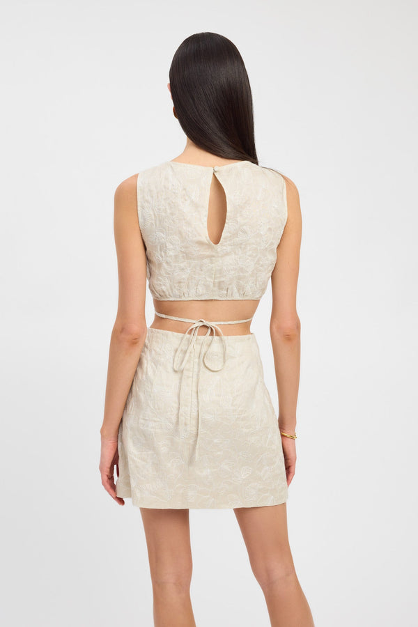 Kookai Tallulah Tie Top Beige/White
