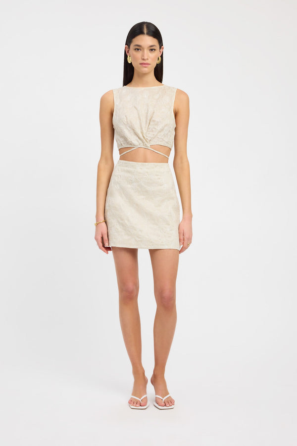 kookai Tallulah Tie Top Beige/White