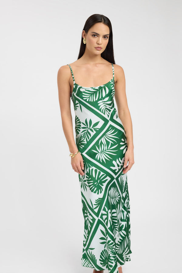 Kookai Taormina Silk Dress Green/White