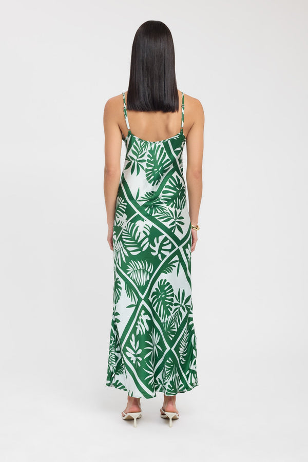 Kookai Taormina Silk Dress Green/White