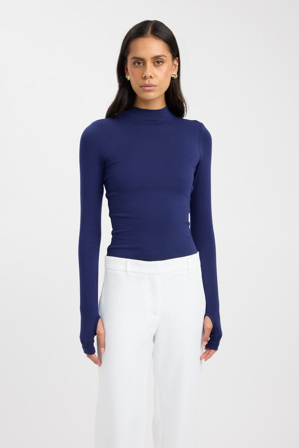 Kookai Tara Long Sleeve Top Navy