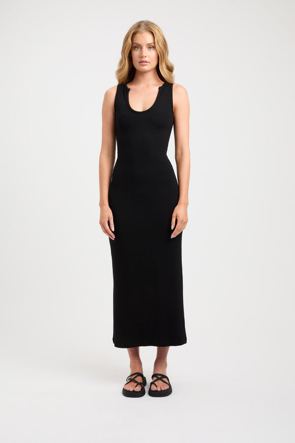 kookai Tate Scoop Midi Dress Black