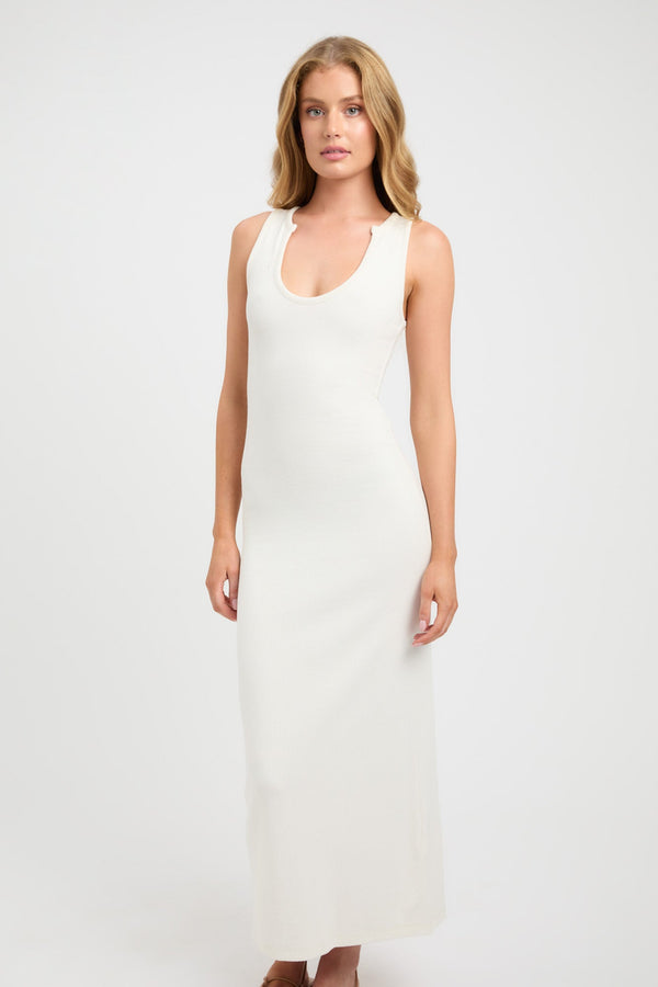 Kookai Tate Scoop Midi Dress Coconut Milk