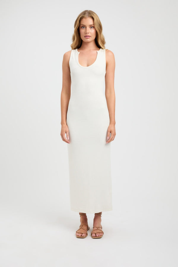 kookai Tate Scoop Midi Dress Coconut Milk
