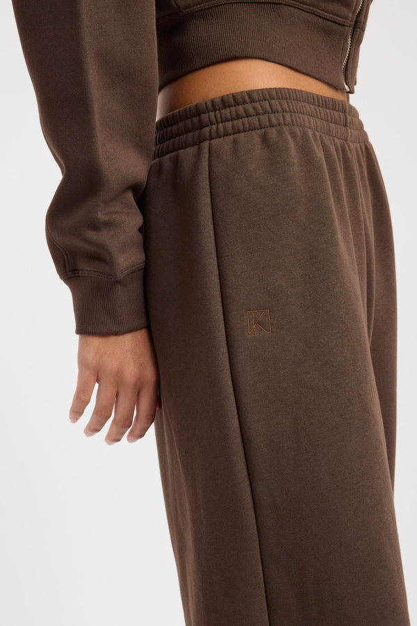 Kookai Tate Wide Leg Track Pant Chocolate