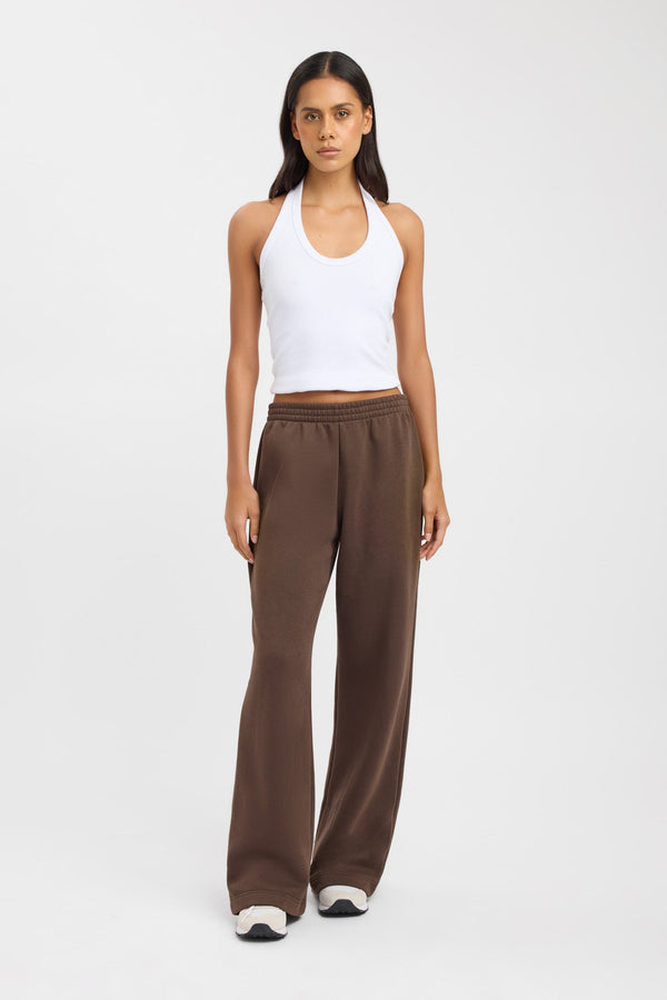 kookai Tate Wide Leg Track Pant Chocolate