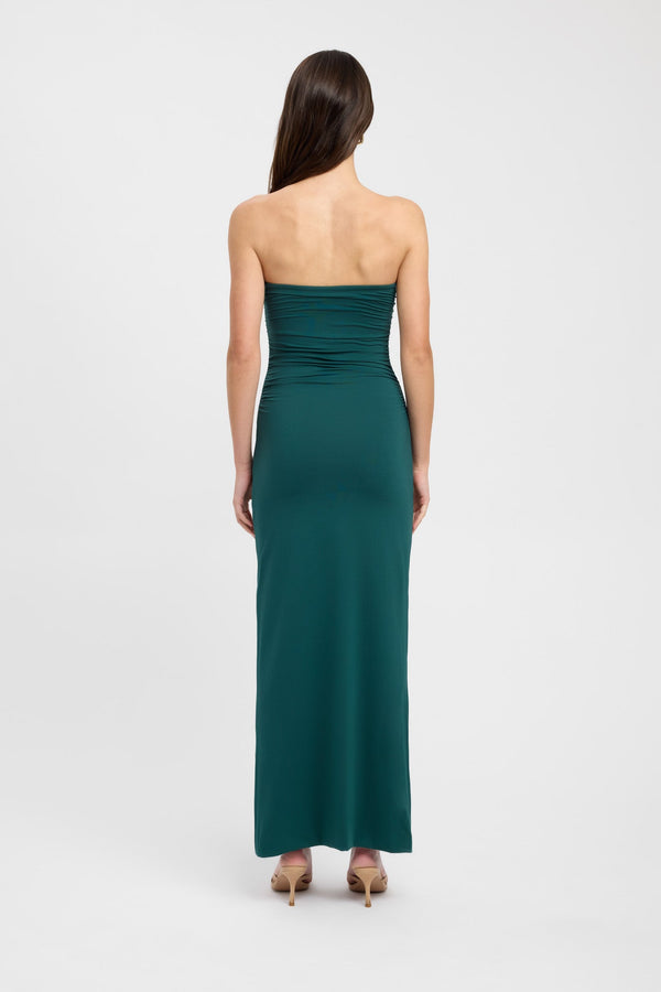 Kookai Tayla Trim Maxi Dress Forest Green