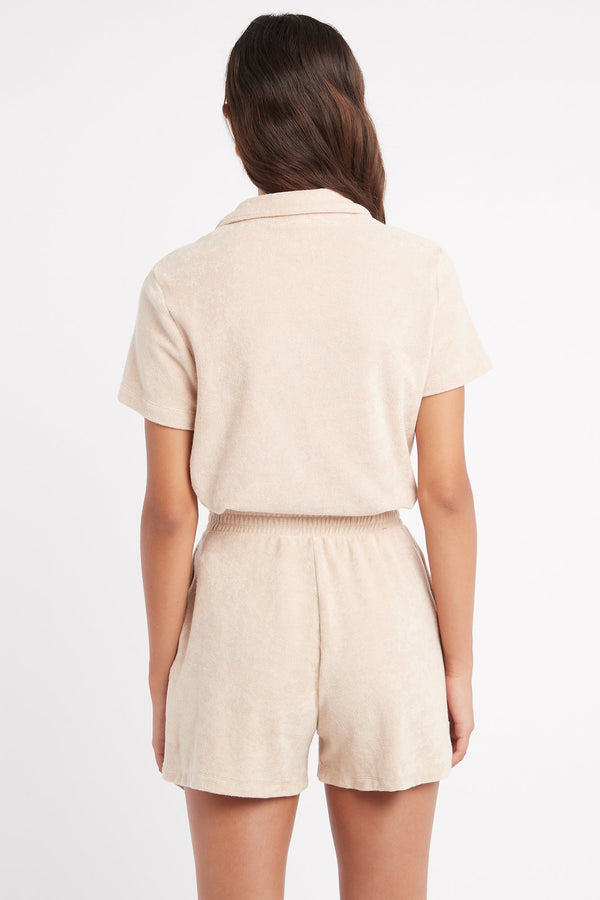 Kookai Terry Boxy Shirt Macadamia