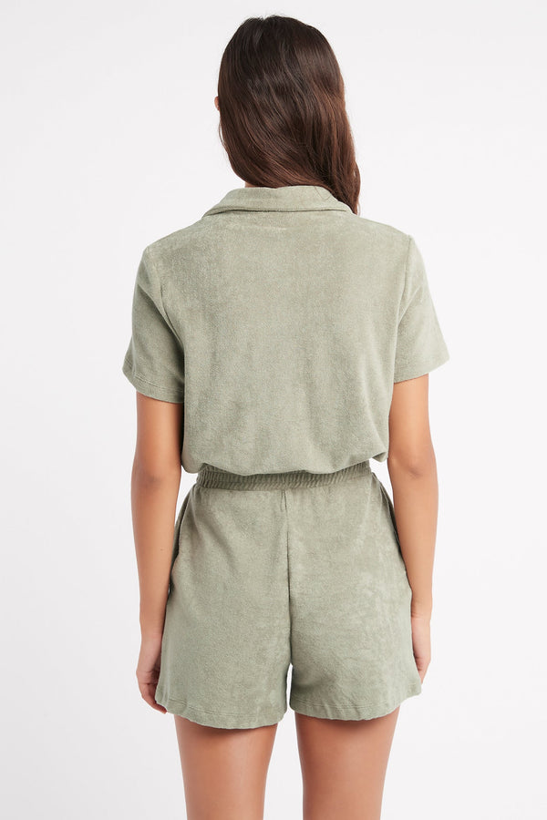 Kookai Terry Track Shorts Sage Smoke