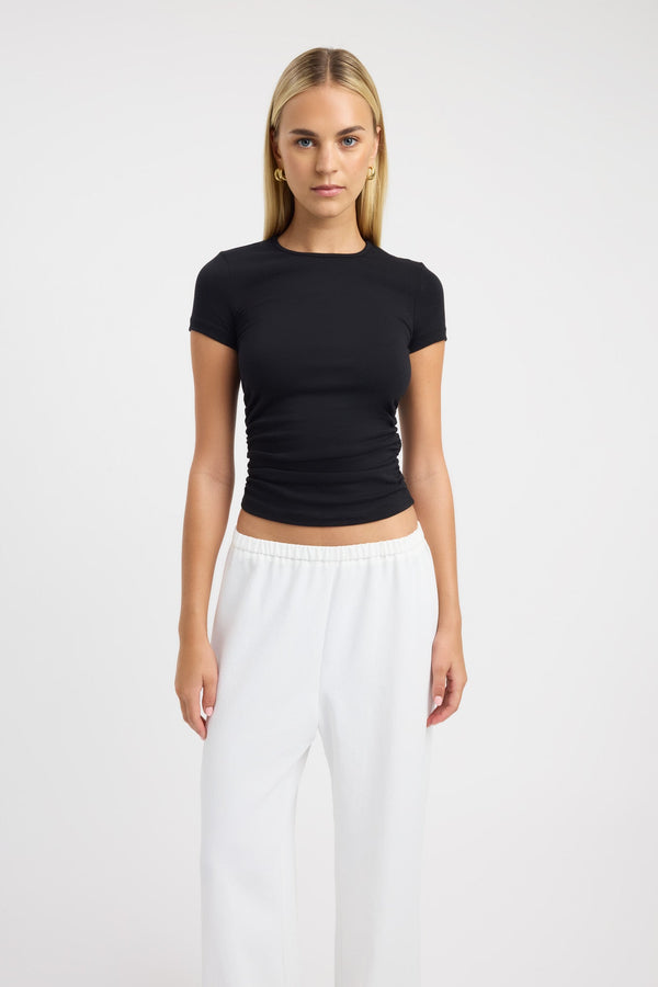 Kookai Til Rouched Tee Black