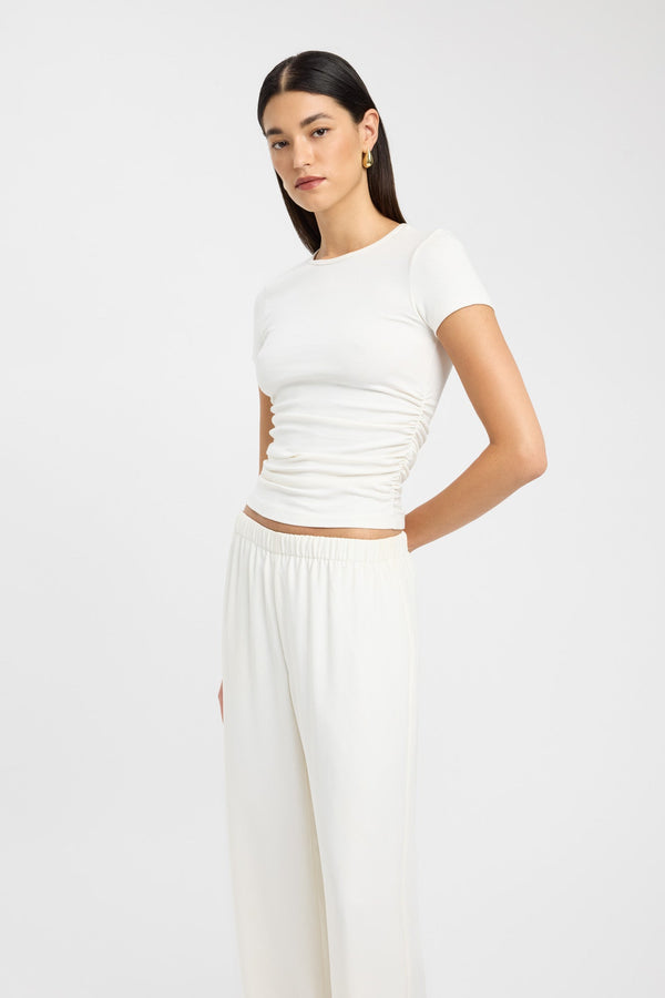 Kookai Til Rouched Tee Coconut Milk