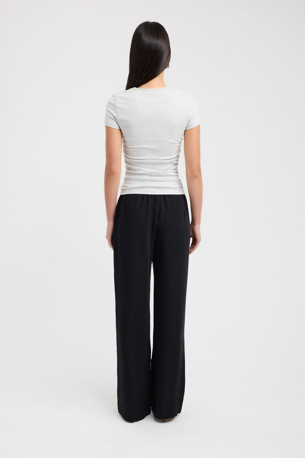 Kookai Til Rouched Tee Light Grey Marle