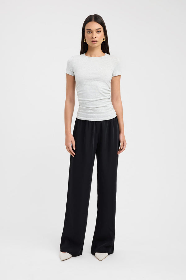 kookai Til Rouched Tee Light Grey Marle