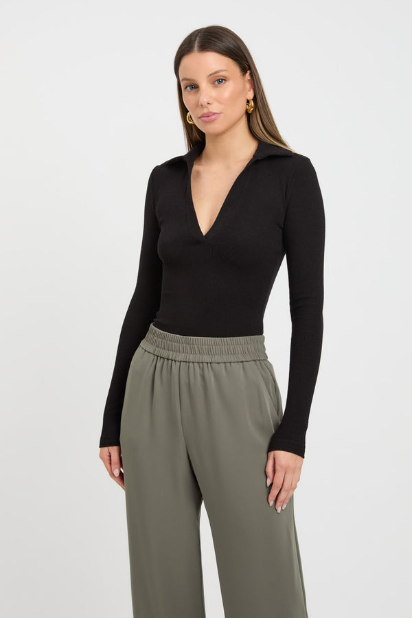 Kookai Tilly Long Sleeve Top Black