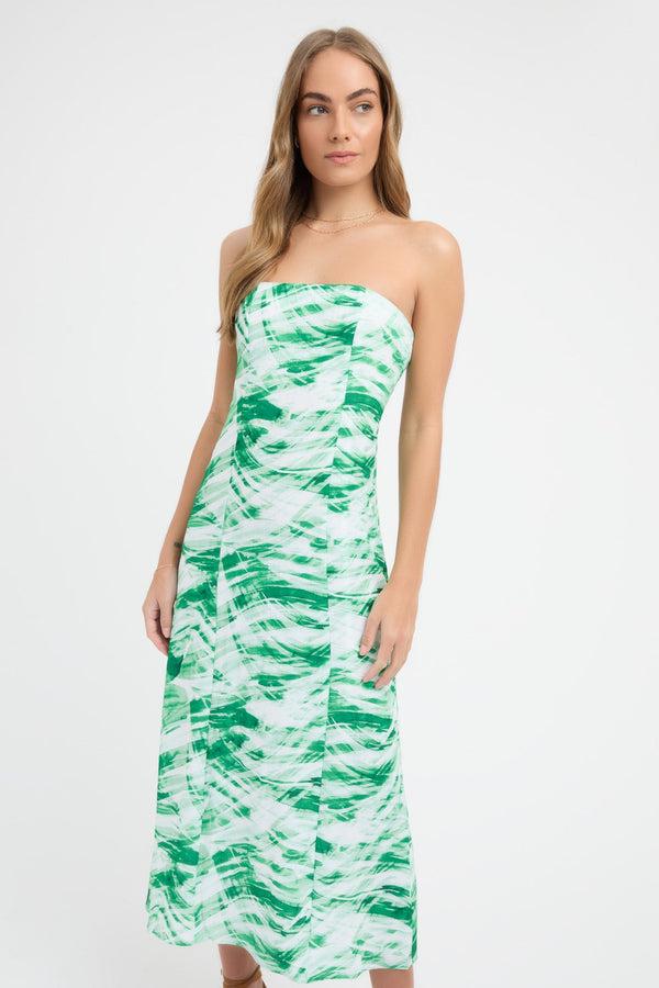 Kookai Tori Strapless Dress Green