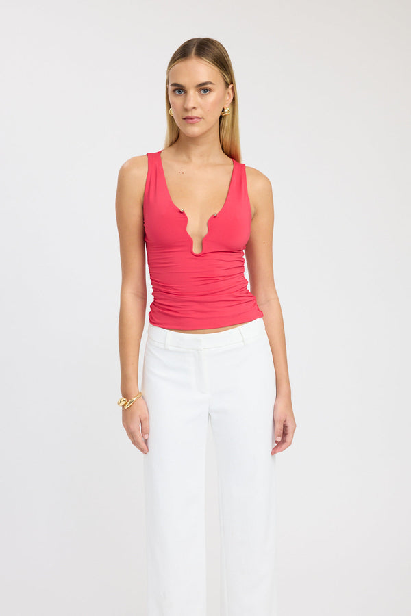 Kookai Trove Trim Top Raspberry
