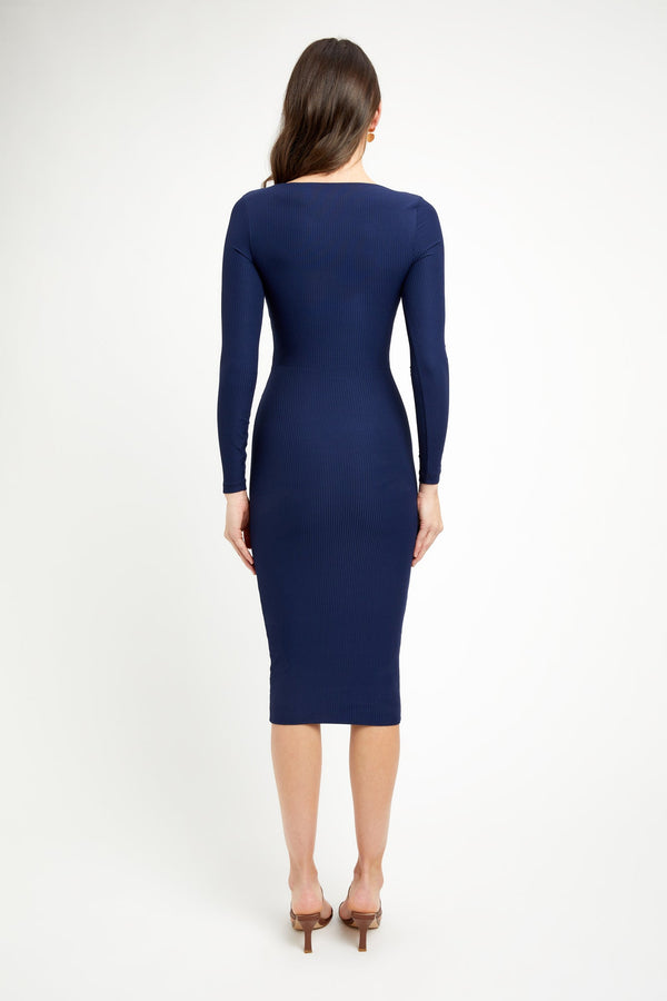 Kookai Unity Long Sleeve Midi Dress Navy