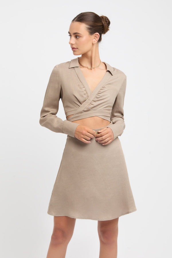 Kookai Valencia Tie Dress Taupe