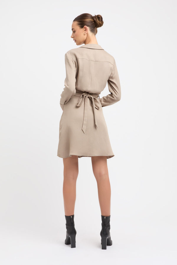 Kookai Valencia Tie Dress Taupe