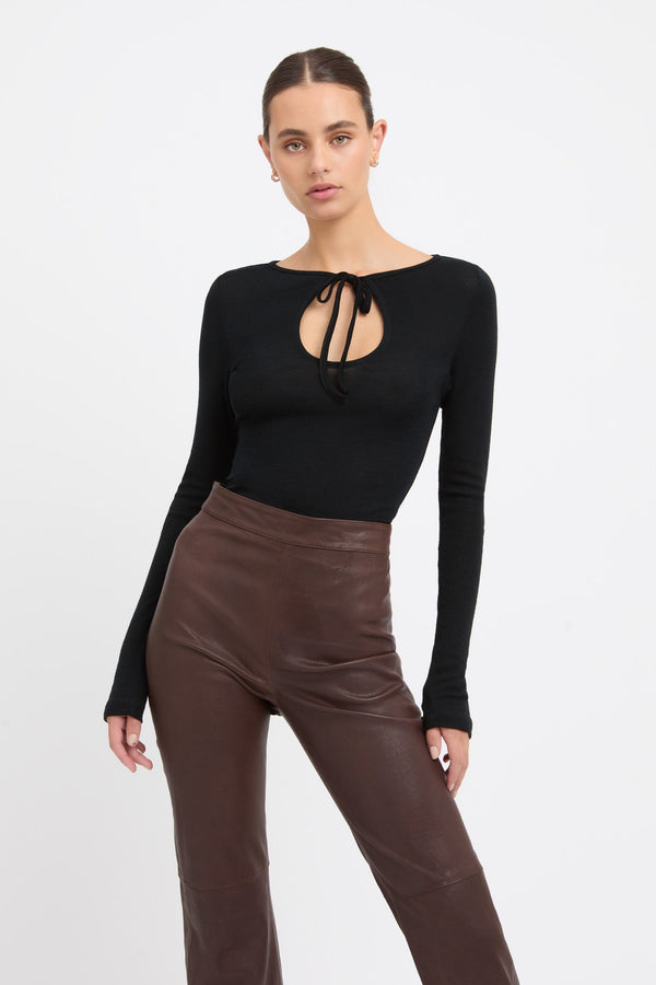 kookai Vance Tie Top Black