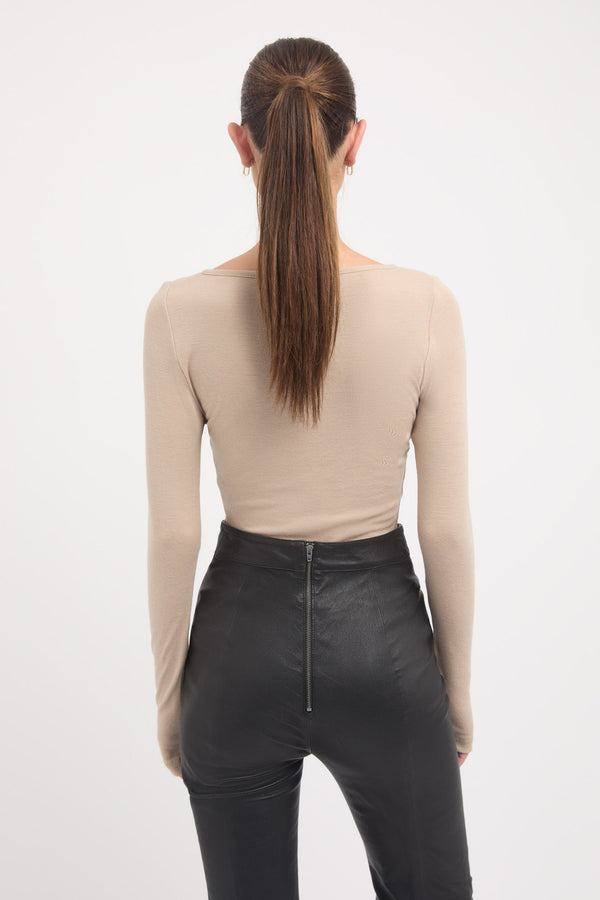 Kookai Vance Tie Top Taupe