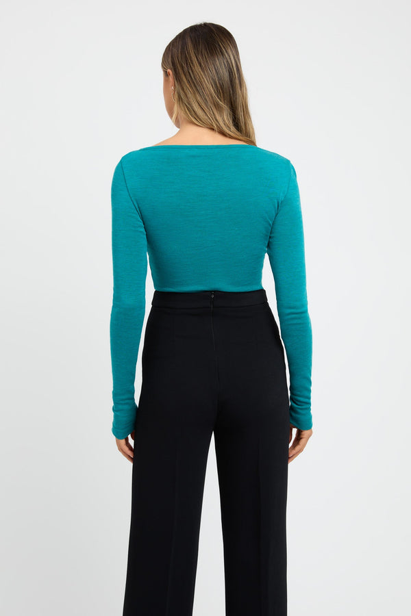 Kookai Vance Tie Top Teal Green Marle